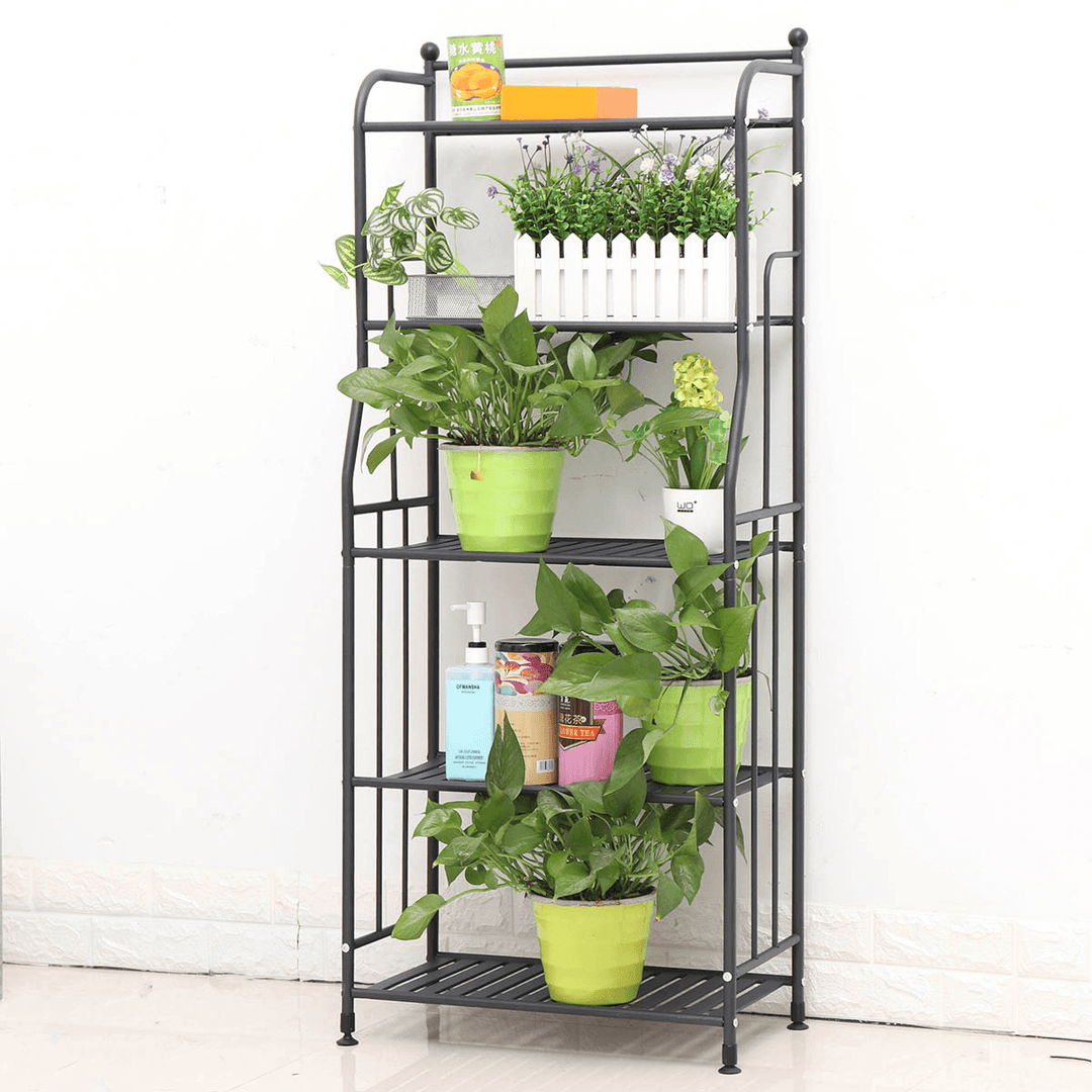 SUOERNUO Flower Shelf Wrought Iron Storage Indoor Multilayer Floor-Standing Space Saving - MRSLM