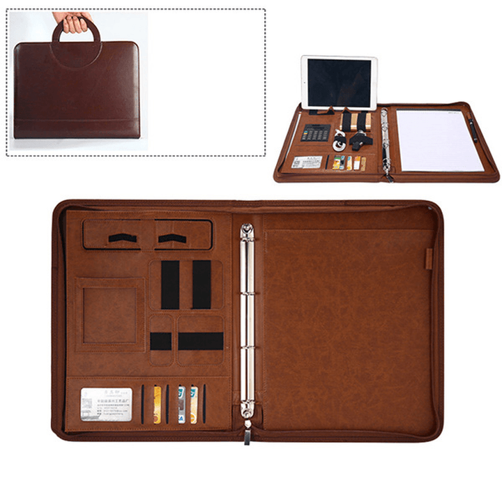 Men Multi-Function Folder Zipper Briefcase - MRSLM