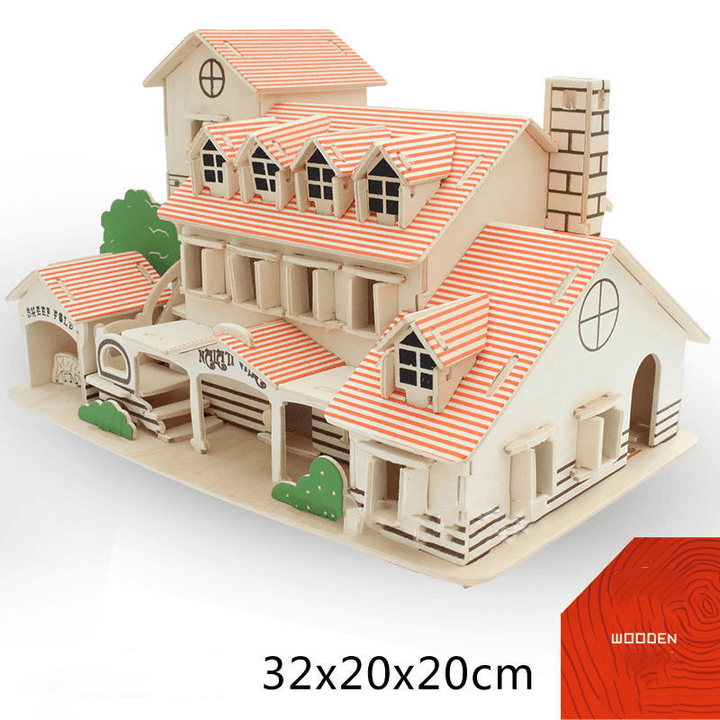 Small Wooden House 3D Fight Children'S Building Block Toy Intelligence Development - MRSLM