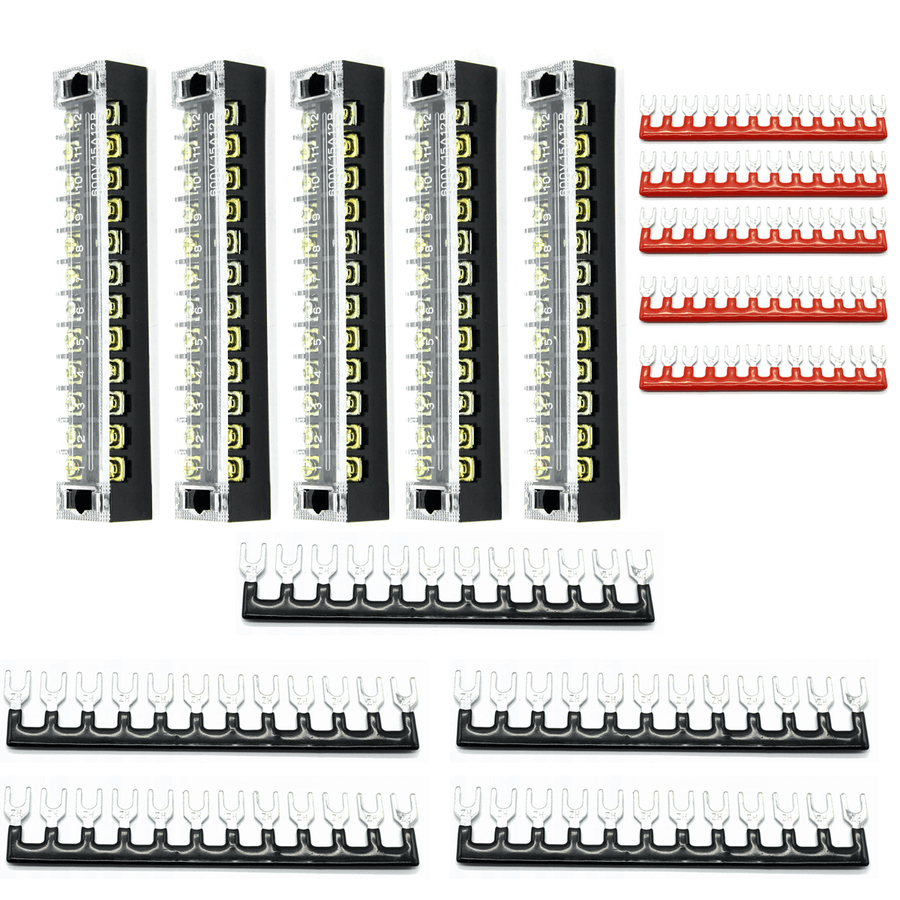 5/6/12 Positions Dual Rows 600V 15A Wire Barrier Block Terminal Strip Power Distribution Terminal - MRSLM