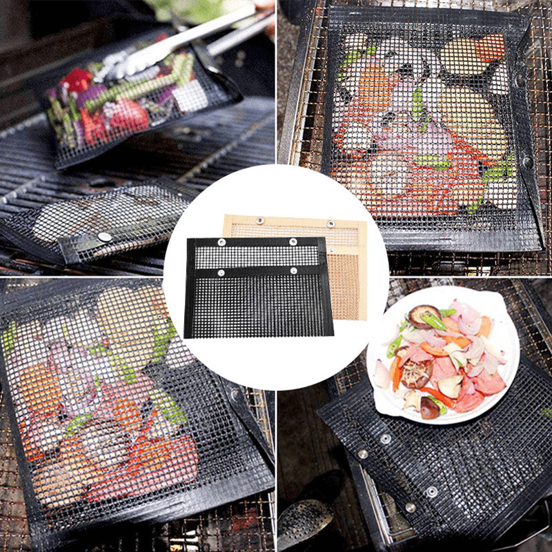 1 PC Non-Stick Barbecue Mesh Mat Bag Reusable Cooking Grill BBQ Mat Baking Net Bag Outdoor Camping Picnic - MRSLM