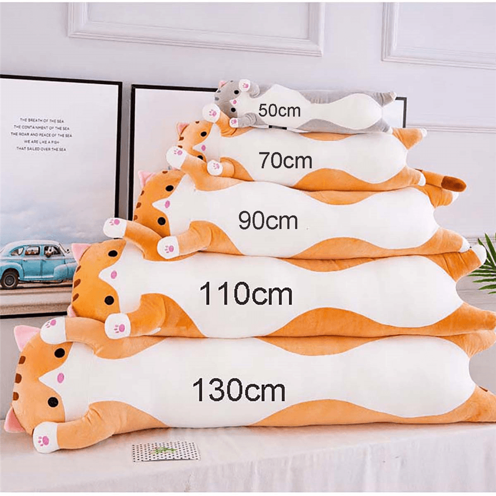 110/130Cm Cute Plush Cat Doll Soft Stuffed Pillow Doll Toy for Kids - MRSLM