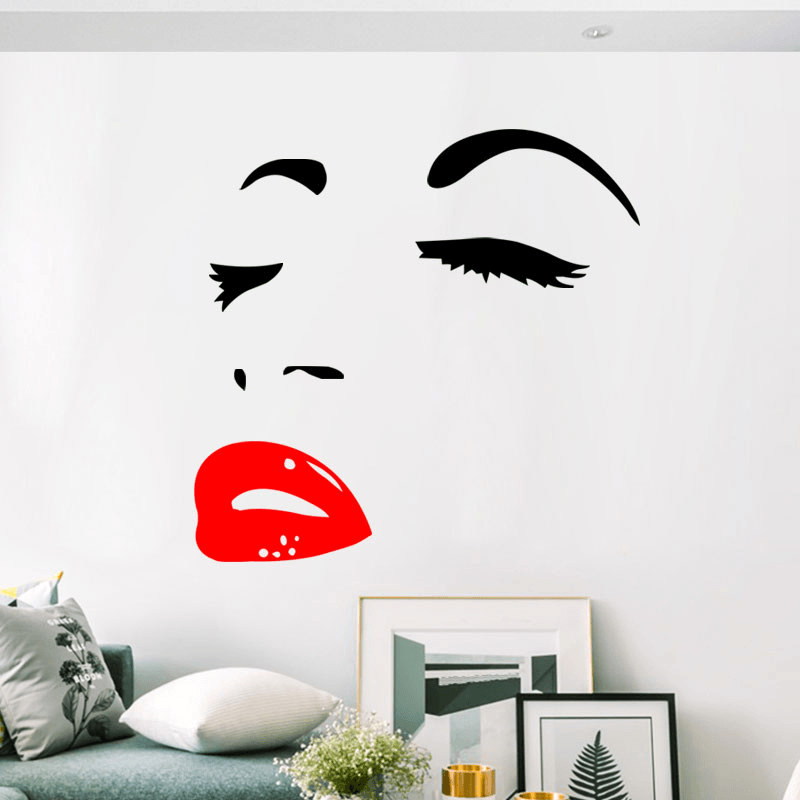 Miico FX1258 Red Lip Beauty Girl Wall Sticker Wall Art Home Decoration Stiker - MRSLM