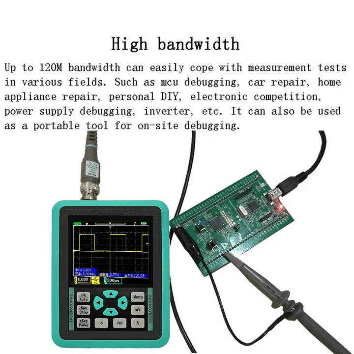 Handheld Mini Digital Oscilloscope with 2.4 Inches TFT Color LCD Screen 120M Bandwidth 500M Sampling Rate for Maintenance and DIY Electronic Test - MRSLM