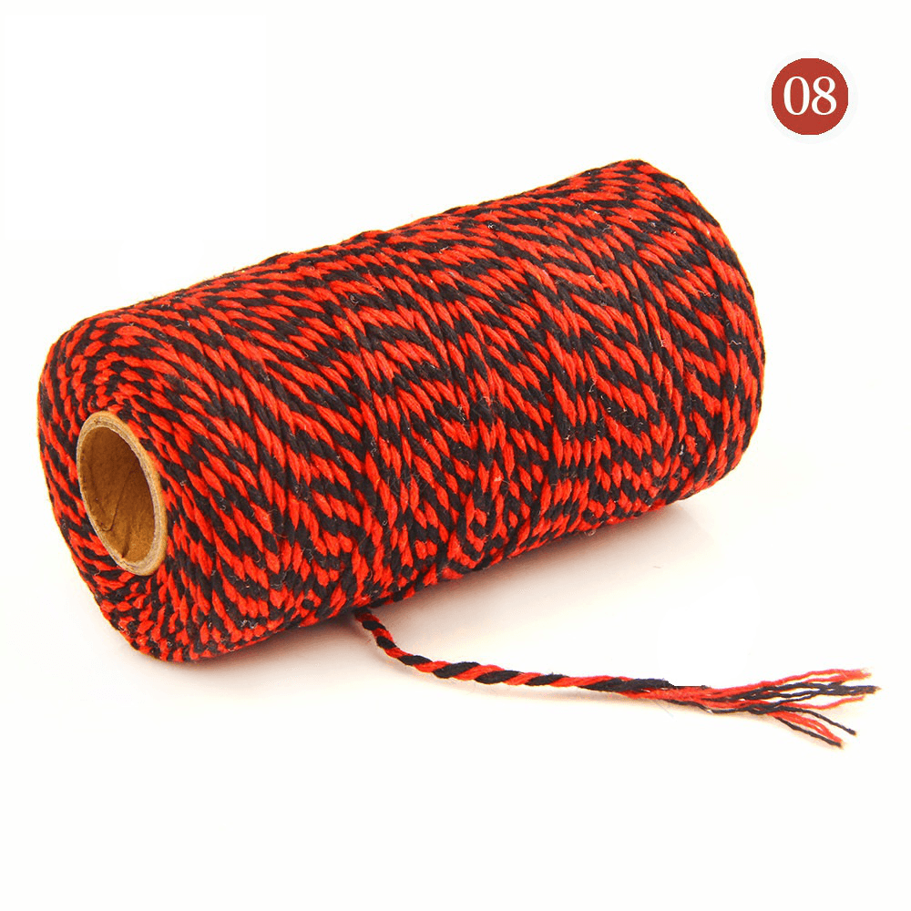 2Mm 100M Two-Tone Cotton Rope DIY Handcraft Materials Cotton Twisted Rope Gift Decor Rope Brush - MRSLM