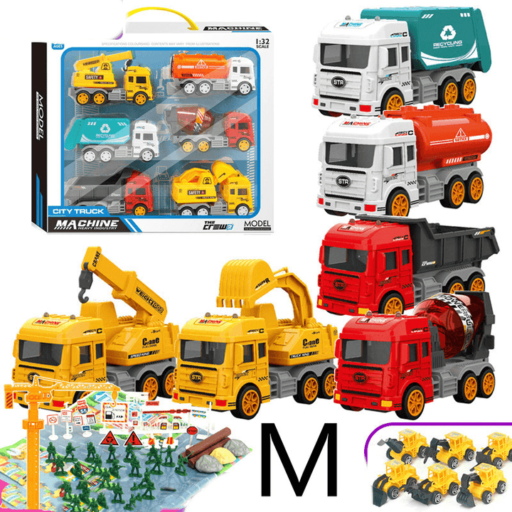 Children'S Car Toy Inertial Crane Excavator Truck Fire Truck Set - MRSLM