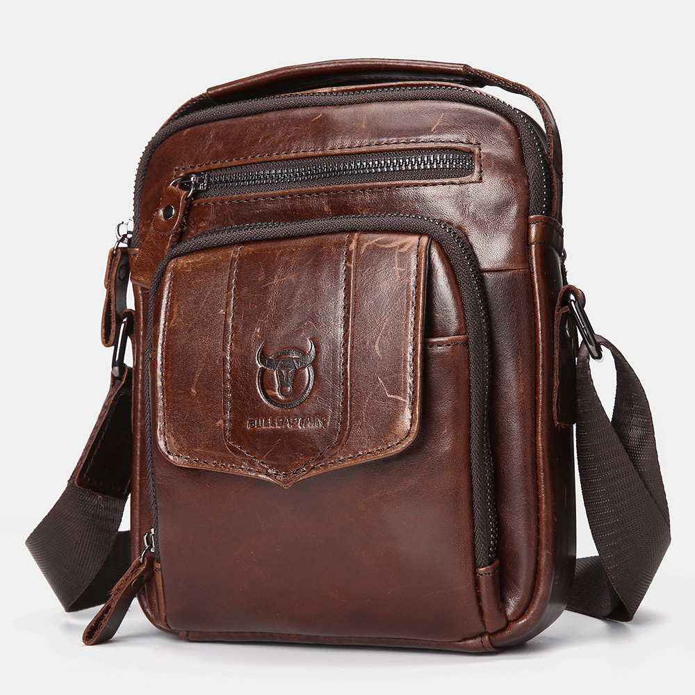 Bullcaptain Men Casual Genuine Leather Shoulder Bag Crossbody Bag for Outdoor - MRSLM