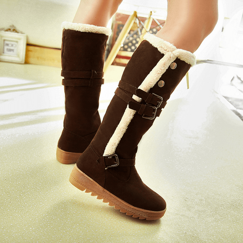 US Size 5-12 Women Winter Fur Lining Keep Warm Mid Calf Snow Boots - MRSLM