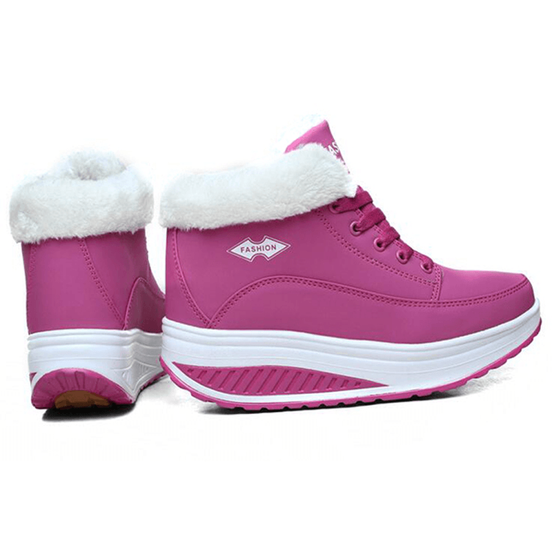 Warm Fur Lining Rocker Sole Platform Boots Women Casual Shoes - MRSLM