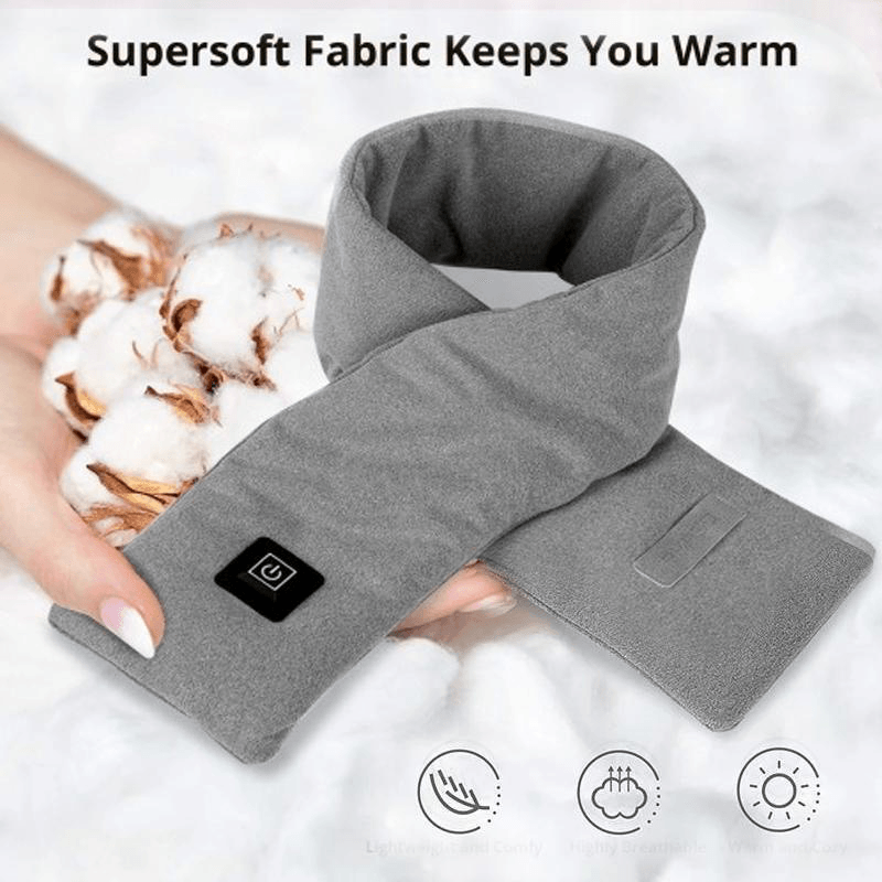 Unisex Fleece Cotton Smart Heating Scarf USB Winter Electric Warming Scarf Neck Protector Cold Charging Scarf - MRSLM