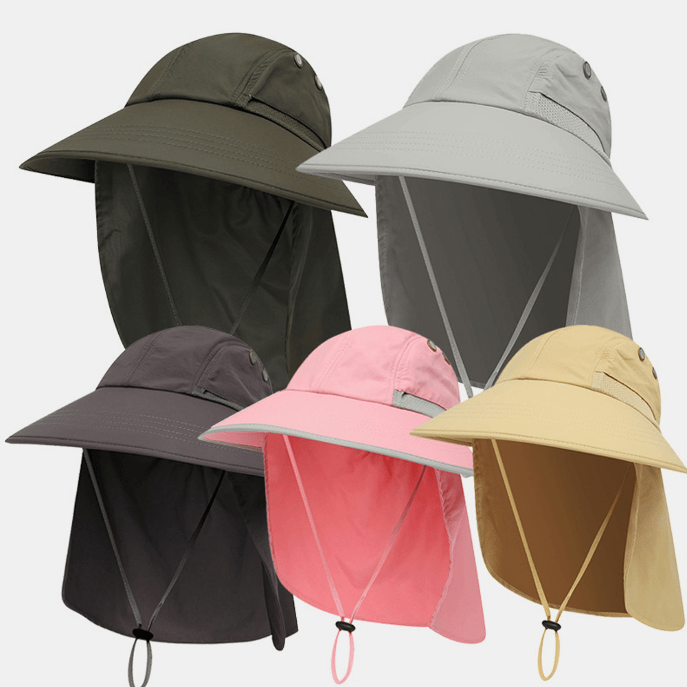 Unisex Nylon Solid Color Adjustable Summer Outdoor Sunshade Fishing Climbing Hat Breathable Bucket Hat - MRSLM