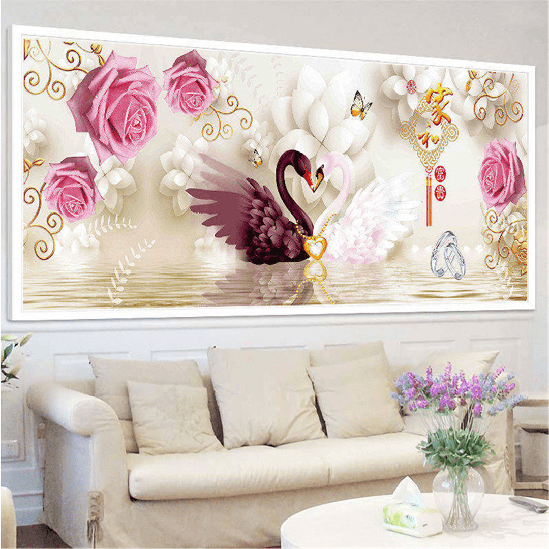 DIY Embroidery 5D Diamond Painting Swan Cross Stitch Full Bead Kit Home Decor - MRSLM