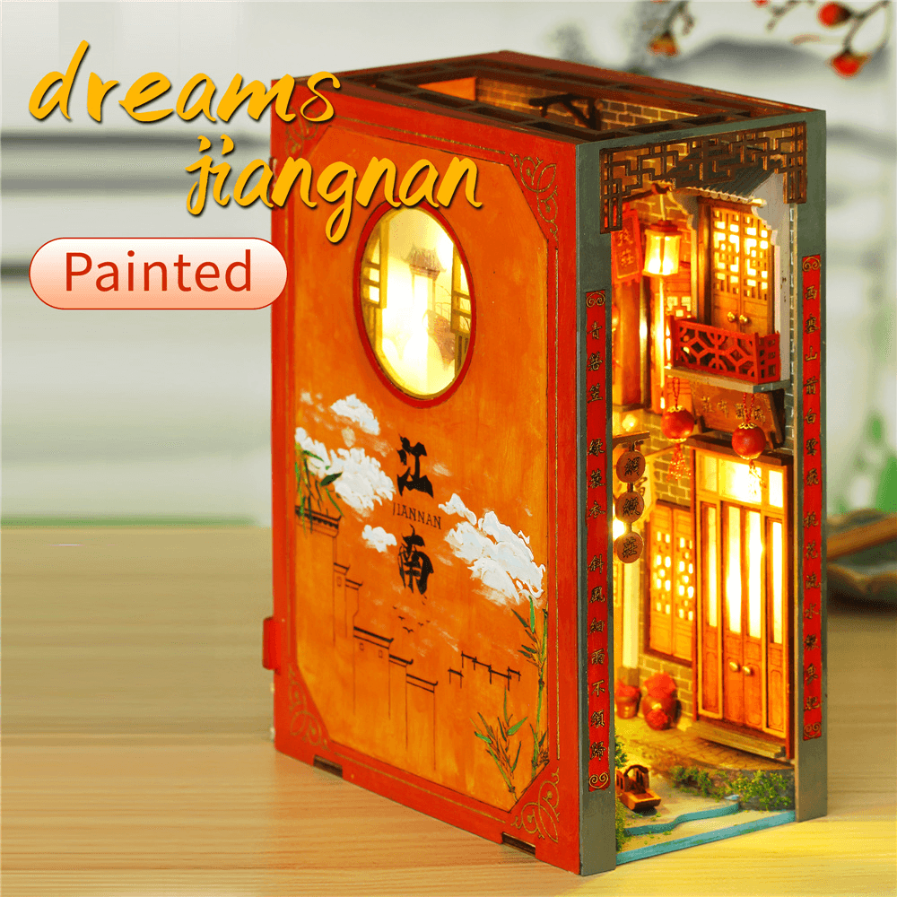 Iie Create Manual Assembly Dream around the South of the Yangtze River Bookend Colored Version with Remote Switch Light Doll House Toys - MRSLM