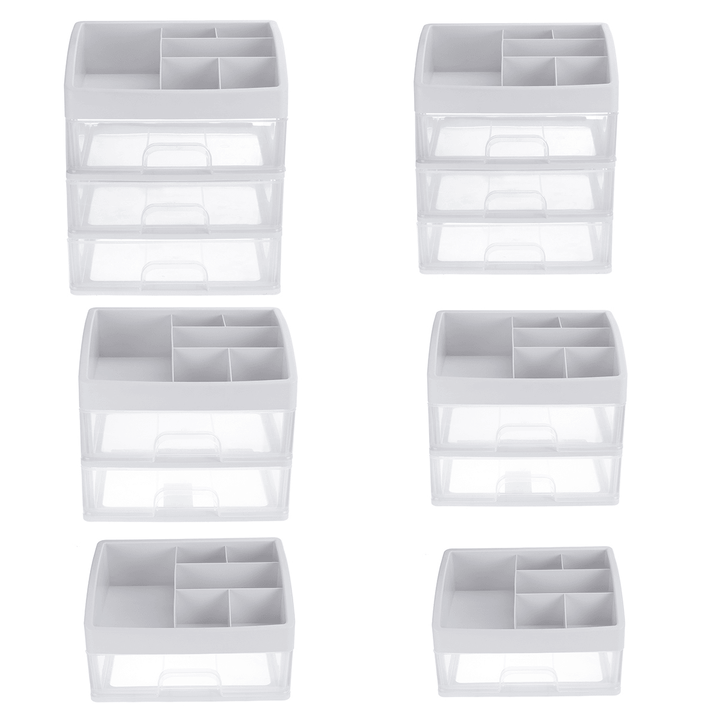 1/2/3 Layers Clear Desktop Comestics Makeup Storage Drawer Organizer Box Container - MRSLM