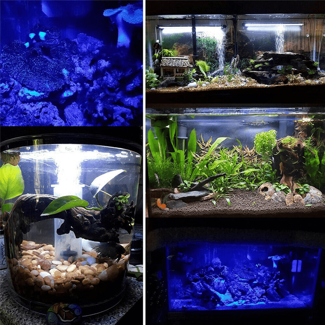 Aquarium Fish Tank Pond LED Strip Lights Bar Lamp Submersible Lights White Blue - MRSLM