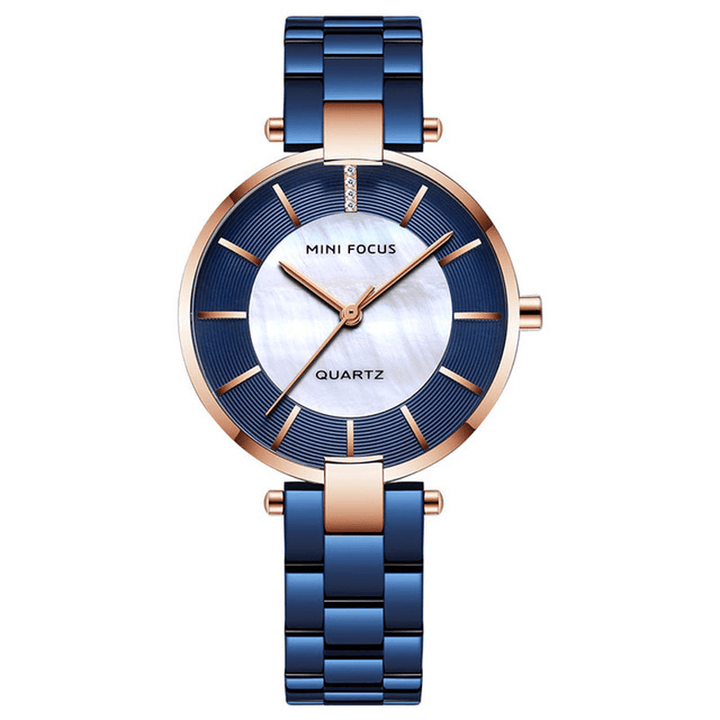 MINI FOCUS MF0224L Elegant Dress Analog Clock Metal Strap Fashion Women Watch Quartz Watch - MRSLM