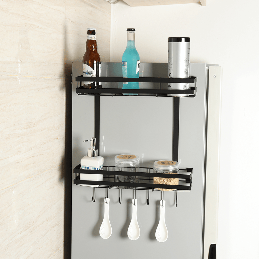 2 Tier Kitchen Refrigerator Storage Rack Fridge Seasoning Organizer Hang Shelf - MRSLM