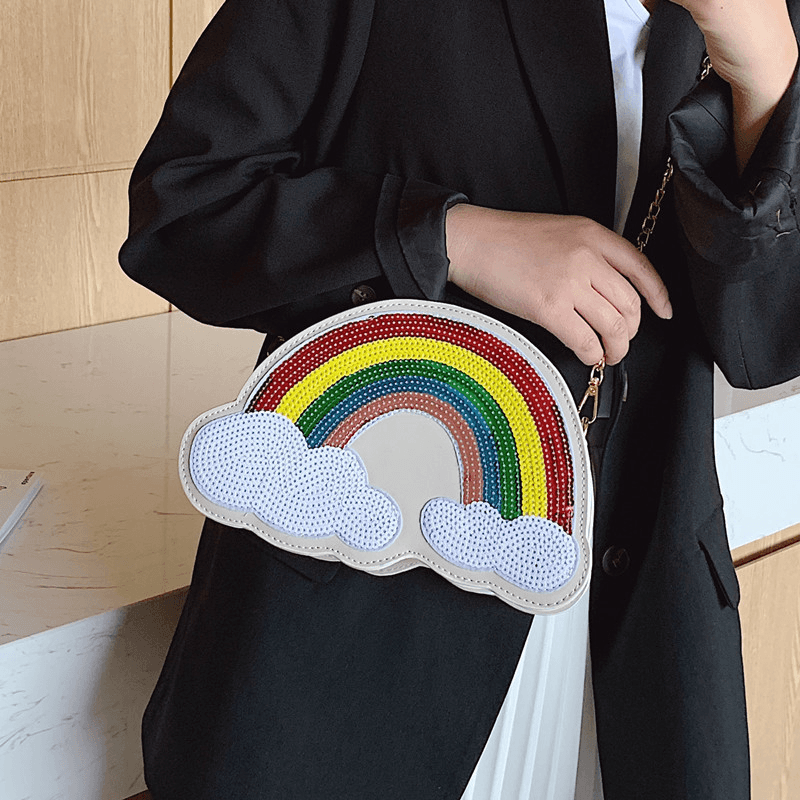 Women Creative Unique Cloud Shape Sequin Contrast Color Funny Shoulder Bag Cross Body Bag - MRSLM