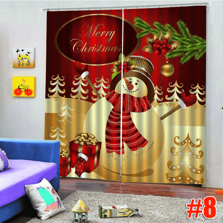 2PCS 3D Print Window Curtain Drapery Door Screen Panel for Christmas Decoration - MRSLM