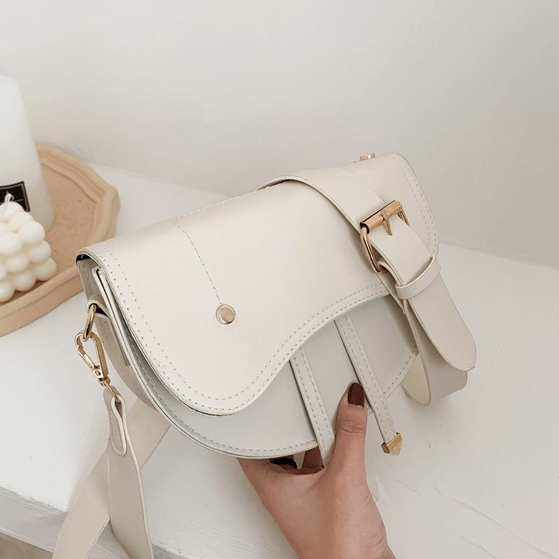 Women Irregular Shape Solid Casualc Saddle Bag Shoulder Bag - MRSLM