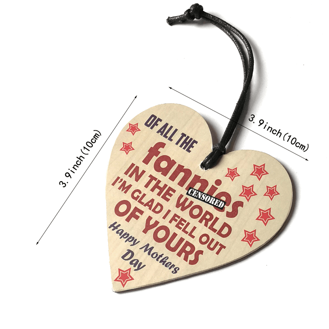 Wooden Heart Plaque Funny Rude Mothers Day Heart Gifts Novelty Daughter Son Decorations - MRSLM