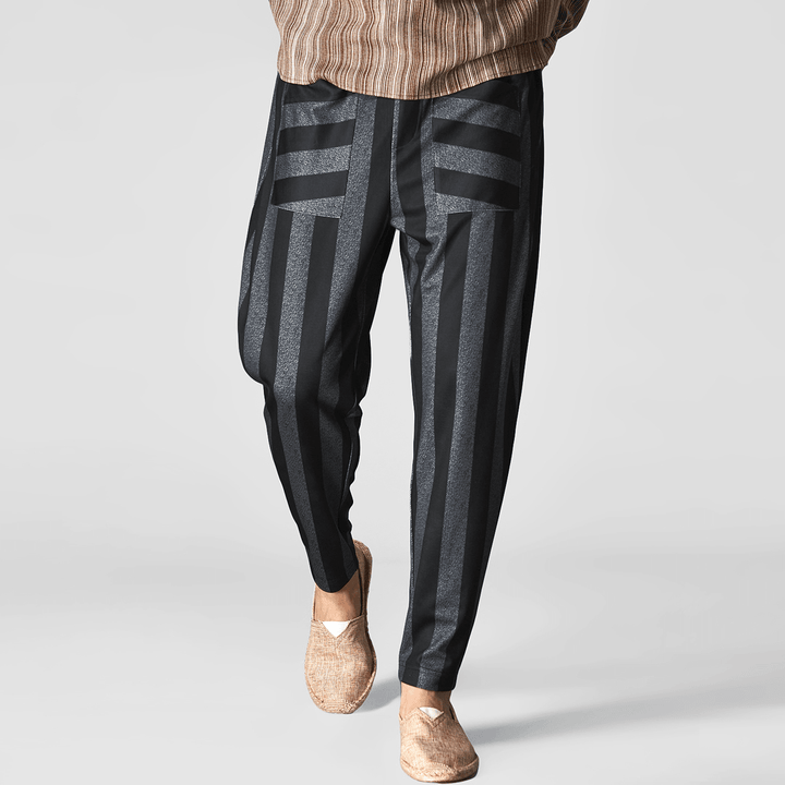 Stripe Narrow-Legged Loose Harem Pants - MRSLM