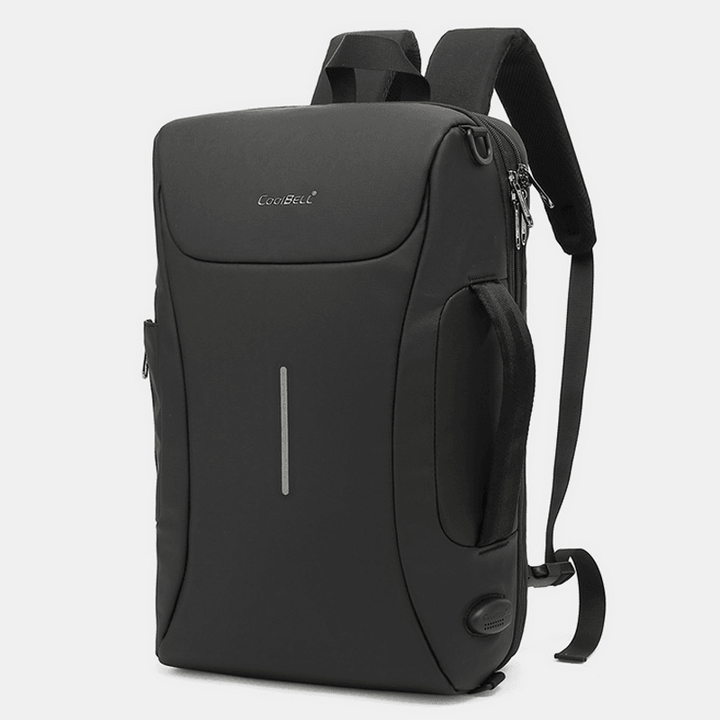 Men Oxford USB Charging Port Multiple Compartments Backpack Casual Waterproof 15.6 Inch Laptop Bag Crossbody Shoulder Bags - MRSLM