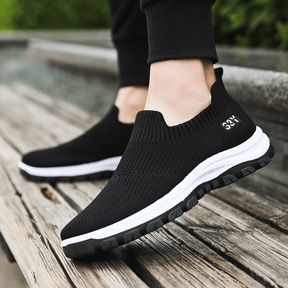 Men Breathable Fabric Non Slip Comfy Slip on Casual Walking Shoes - MRSLM