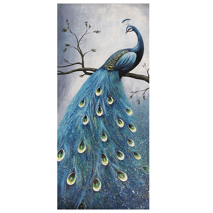 PVC Living Room Door Stickers Wallpaper Poster Peacock Waterproof Home Decoration - MRSLM