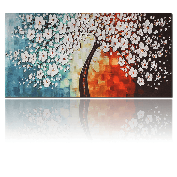 White Plum Flower Tree Oil Paintings Unframed Canvas Print Wall Art Picture Home Decorations - MRSLM