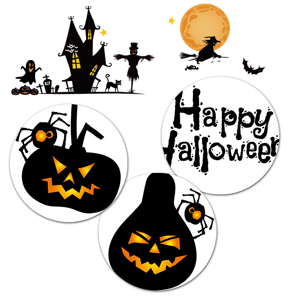 Halloween Waterproof PVC Wall Stickers Gothic Pumpkin Lantern Witch Pattern DIY Home Nursery Kid Room Decoration - MRSLM