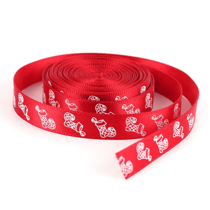 5 Yard 10Mm Printed Merry Christmas Tree Grosgrain Ribbon DIY Craft - MRSLM