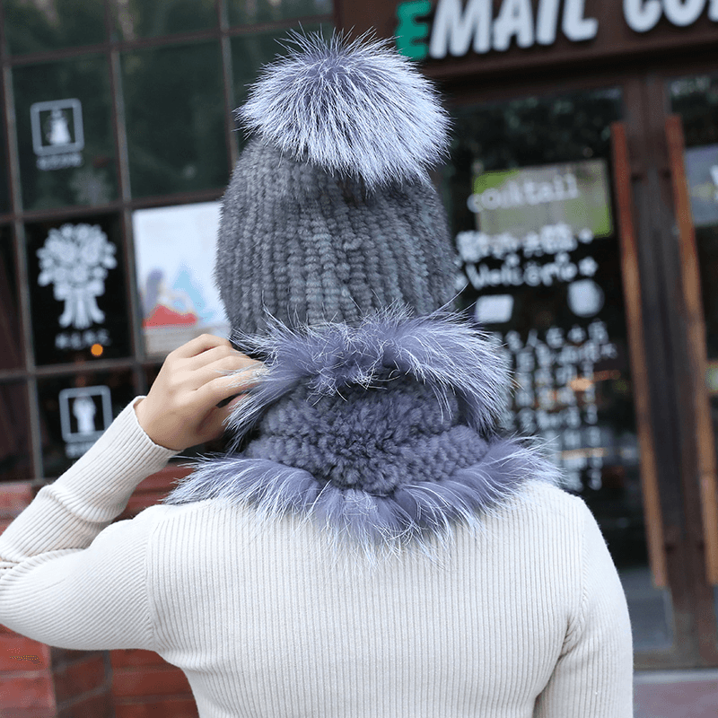 Women'S Warmth Fashion Mink Hat Scarf Thickening - MRSLM