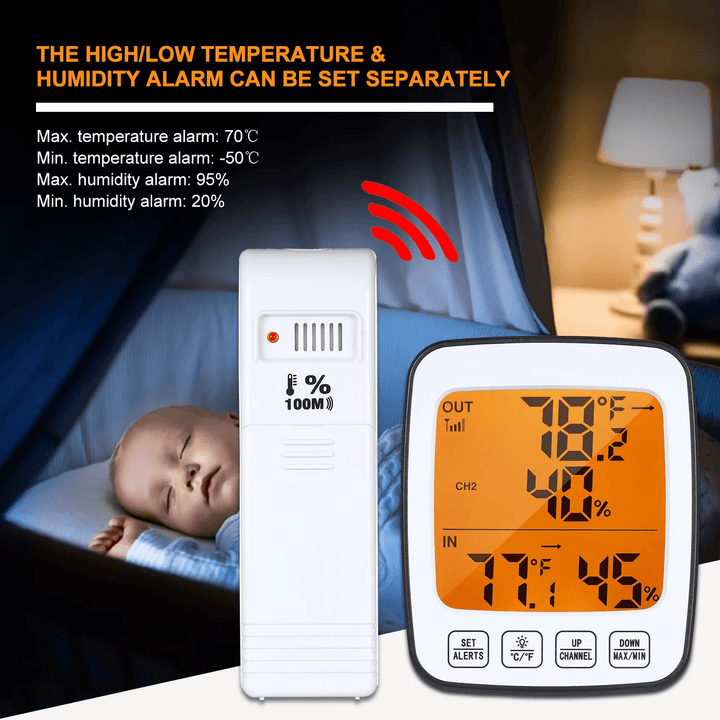 Digital Temperature & Humidity Meter Thermo-Hygrometer °C/°F Thermometer Hygrometer - MRSLM