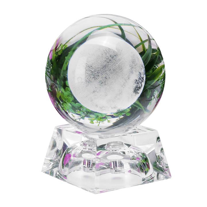 Moon Crystal Ball with Light Effect Base 3D Engraving Colorful Ornaments Crafts Desktop Decorations - MRSLM