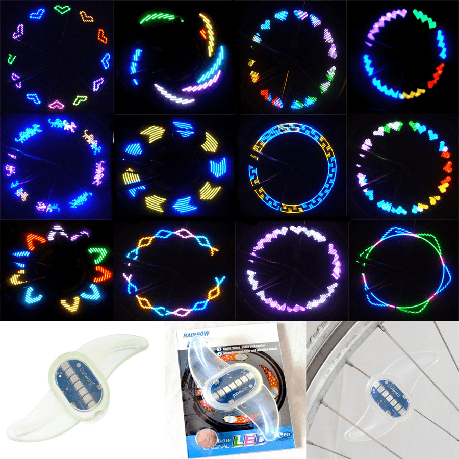 BIKIGHT 30 Colorful Patterns Bike LED Light Bicycle Cycling Spoke Wire Tire Tyre Wheel LED Bright Bicycle Spoke Light DIY Accessories - MRSLM