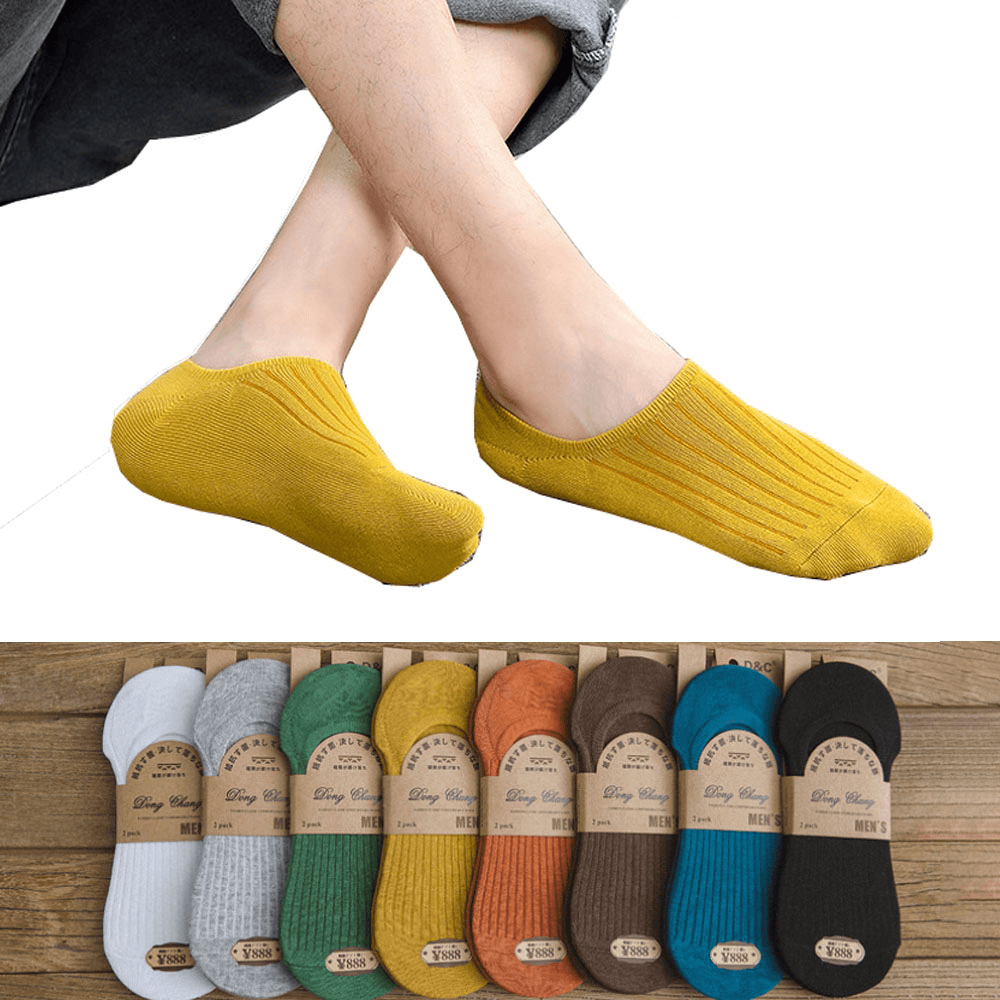 5 Pairs Men Women Cotton Socks No-Show Low Cut Socks Silicone Anti-Slip Boys Girls Boat Socks - MRSLM