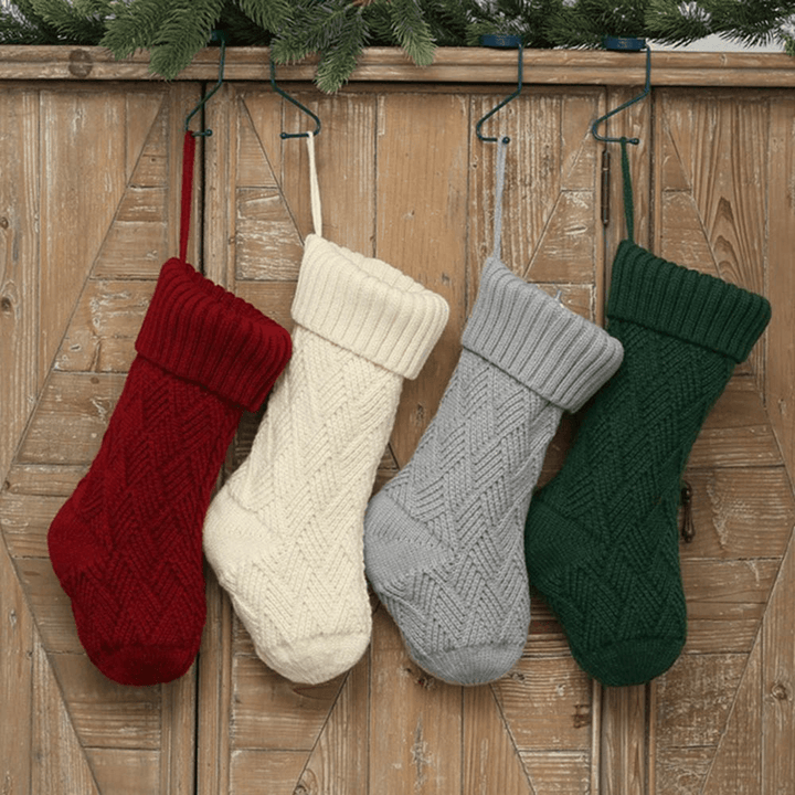 Knitted Christmas Socks Gift Bags Christmas Lingge Wool Sock - MRSLM