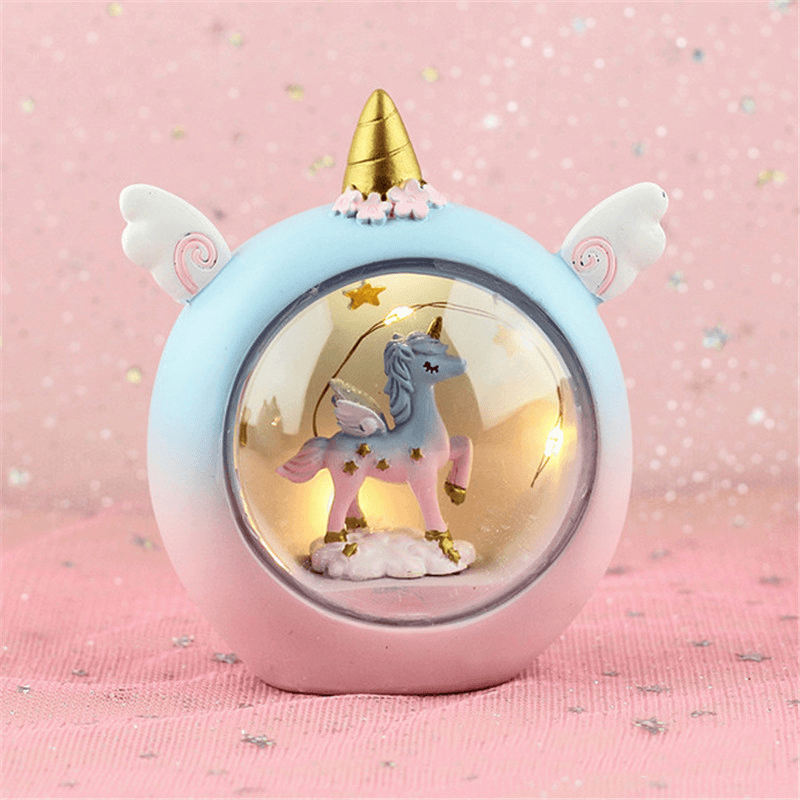 Resin Cartoon Horse Night Light Baby Study Bedroom Lamp Bedside Table Decor Gift - MRSLM