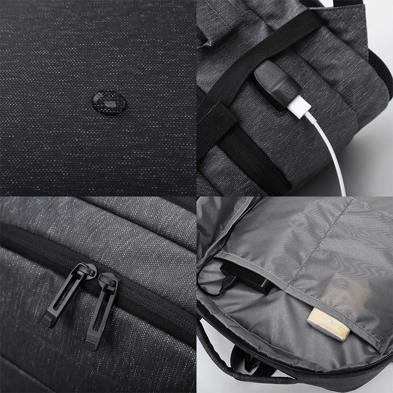 Men 15.6 Inch USB Charging Waterproof Business Laptop Bag Backpack - MRSLM