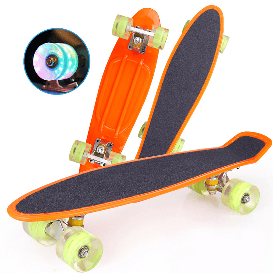 22 Inch Skateboard Mini Cruiser Board Fish Skate Board Adults Children Scooter Pastel Longboard Bearings Flash Wheel - MRSLM