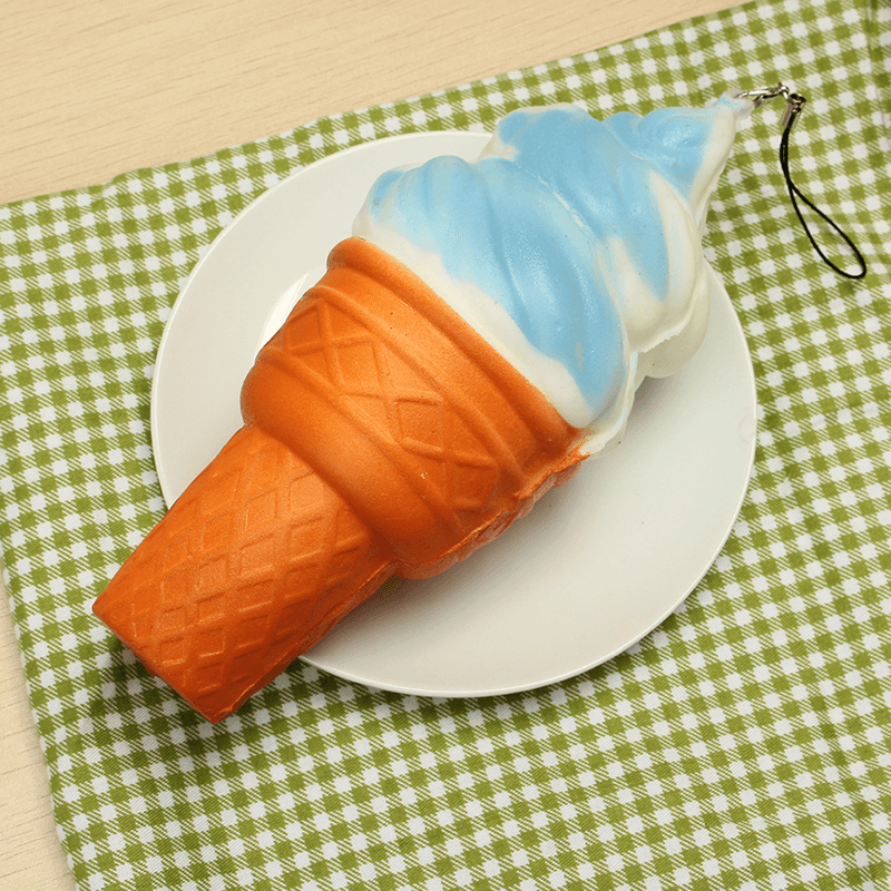 Squishy Jumbo Ice Cream Cone 17Cm Slow Rising Soft Collection Decor Gift Phone Bag Strap - MRSLM