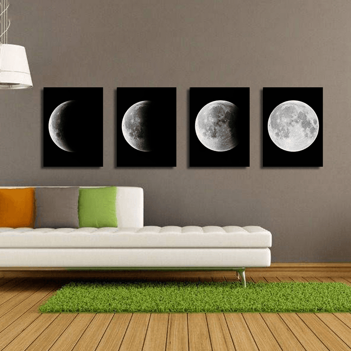 Miico Hand Painted Four Combination Decorative Paintings Gradient Moonlight Wall Art for Home Decoration - MRSLM