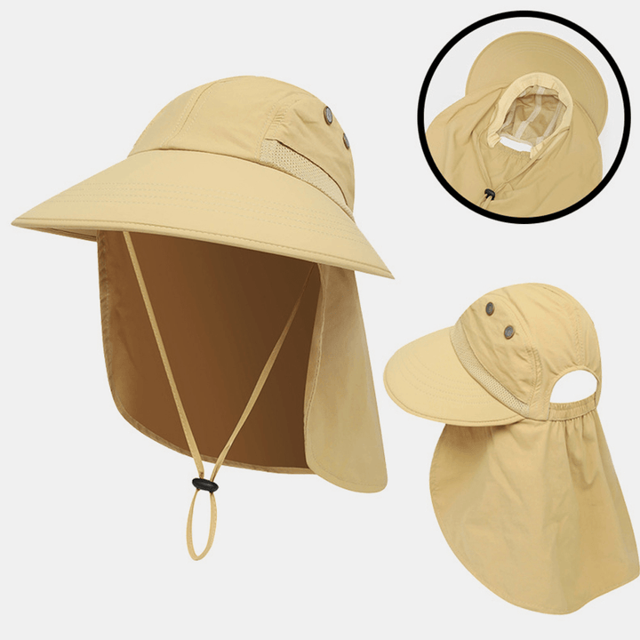 Unisex Nylon Solid Color Adjustable Summer Outdoor Sunshade Fishing Climbing Hat Breathable Bucket Hat - MRSLM