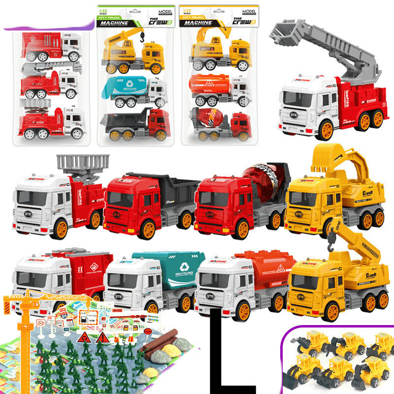 Children'S Car Toy Inertial Crane Excavator Truck Fire Truck Set - MRSLM