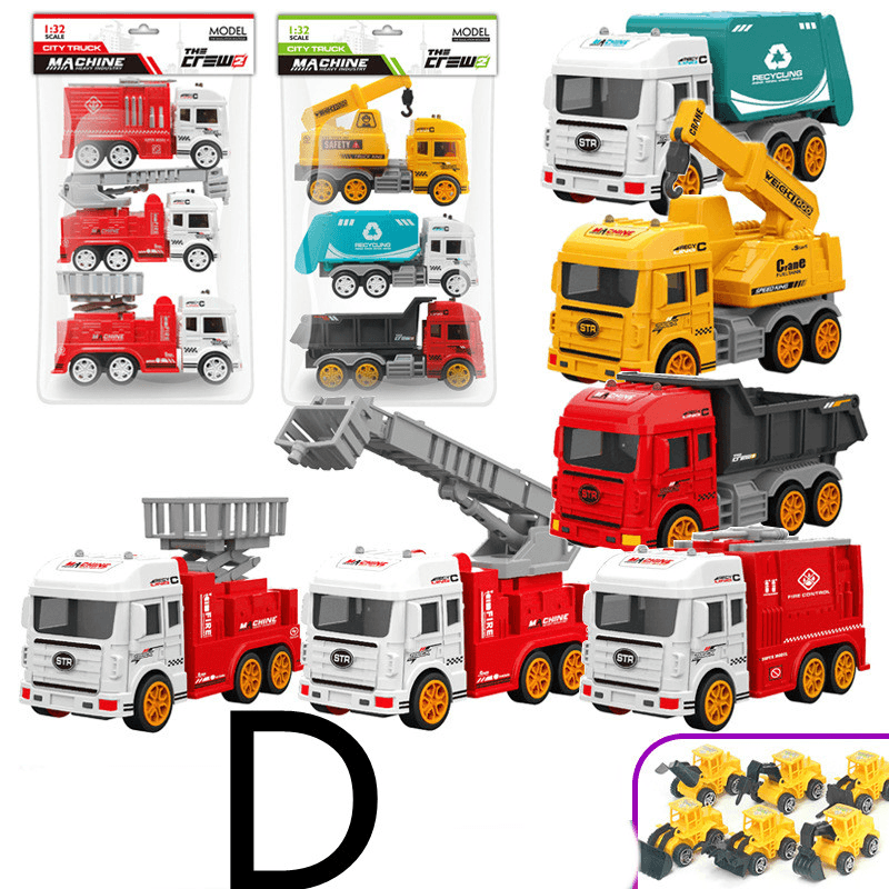 Children'S Car Toy Inertial Crane Excavator Truck Fire Truck Set - MRSLM