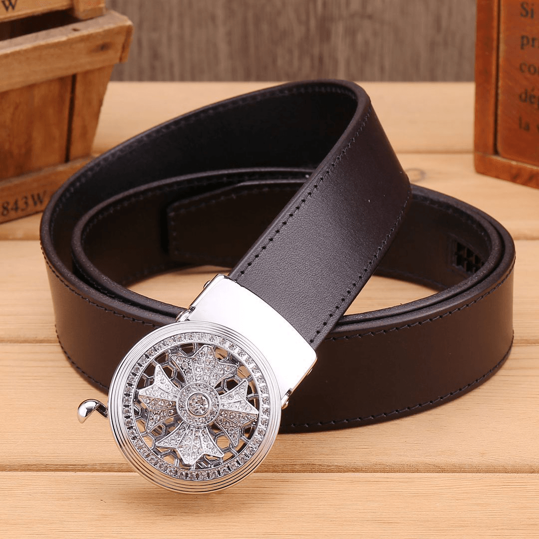 125CM Genuine Leather Embossed Waist Belt - MRSLM