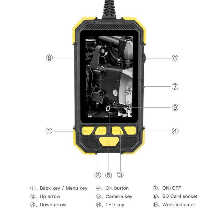 5.5Mm 1080P HD Lens Borescope Camera 4.3 Inch IPS Industrial Ultra-Clear Pipeline with Screen Automotive Professional Industrial Borescope Waterproof Hard Wire - MRSLM