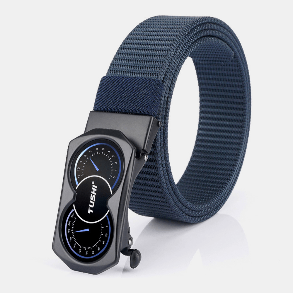 Men Woven Nylon 120Cm Car Pattern Automatic Buckle Wear-Resistant Breathable Business Casual Belts - MRSLM