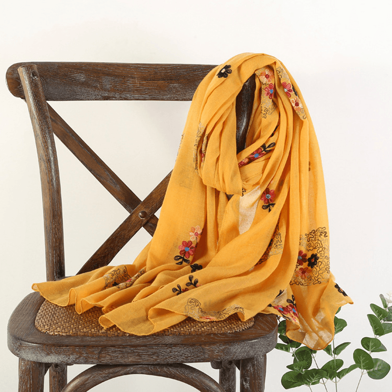 Vintage Summer Women Linen Floral Printting Scarf - MRSLM